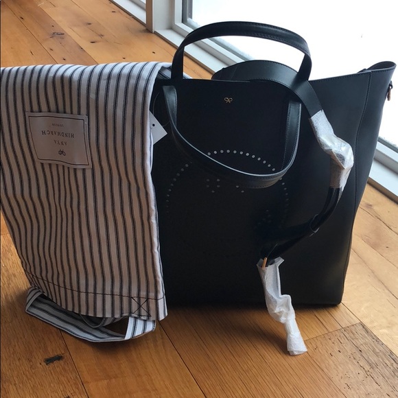 New Anya Hindmarch black Ebry smiley tote